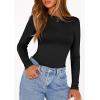 image:imagePRETTYGARDEN Bodysuits for Women 2026 Spring Long Sleeve Shirts Fitted Basic Ribbed Layering Tops Fall Fashion Winter ClothesBlack