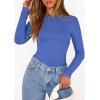 image:imagePRETTYGARDEN Bodysuits for Women 2026 Spring Long Sleeve Shirts Fitted Basic Ribbed Layering Tops Fall Fashion Winter ClothesBlue