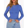 image:imagePRETTYGARDEN Bodysuits for Women 2026 Spring Long Sleeve Shirts Fitted Basic Ribbed Layering Tops Fall Fashion Winter ClothesBlue