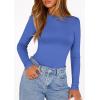 image:imagePRETTYGARDEN Bodysuits for Women 2026 Spring Long Sleeve Shirts Fitted Basic Ribbed Layering Tops Fall Fashion Winter ClothesBlue
