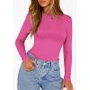 image:imagePRETTYGARDEN Bodysuits for Women 2026 Spring Long Sleeve Shirts Fitted Basic Ribbed Layering Tops Fall Fashion Winter ClothesBright Pink