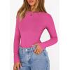 image:imagePRETTYGARDEN Bodysuits for Women 2026 Spring Long Sleeve Shirts Fitted Basic Ribbed Layering Tops Fall Fashion Winter ClothesBright Pink