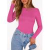 image:imagePRETTYGARDEN Bodysuits for Women 2026 Spring Long Sleeve Shirts Fitted Basic Ribbed Layering Tops Fall Fashion Winter ClothesBright Pink