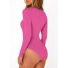 image:imagePRETTYGARDEN Bodysuits for Women 2026 Spring Long Sleeve Shirts Fitted Basic Ribbed Layering Tops Fall Fashion Winter ClothesBright Pink