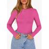 image:imagePRETTYGARDEN Bodysuits for Women 2026 Spring Long Sleeve Shirts Fitted Basic Ribbed Layering Tops Fall Fashion Winter ClothesBright Pink