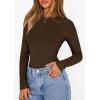 image:imagePRETTYGARDEN Bodysuits for Women 2026 Spring Long Sleeve Shirts Fitted Basic Ribbed Layering Tops Fall Fashion Winter ClothesBrown