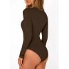 image:imagePRETTYGARDEN Bodysuits for Women 2026 Spring Long Sleeve Shirts Fitted Basic Ribbed Layering Tops Fall Fashion Winter ClothesBrown