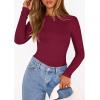 image:imagePRETTYGARDEN Bodysuits for Women 2026 Spring Long Sleeve Shirts Fitted Basic Ribbed Layering Tops Fall Fashion Winter ClothesBurgundy