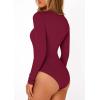 image:imagePRETTYGARDEN Bodysuits for Women 2026 Spring Long Sleeve Shirts Fitted Basic Ribbed Layering Tops Fall Fashion Winter ClothesBurgundy