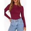 image:imagePRETTYGARDEN Bodysuits for Women 2026 Spring Long Sleeve Shirts Fitted Basic Ribbed Layering Tops Fall Fashion Winter ClothesBurgundy