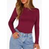 image:imagePRETTYGARDEN Bodysuits for Women 2026 Spring Long Sleeve Shirts Fitted Basic Ribbed Layering Tops Fall Fashion Winter ClothesBurgundy