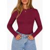image:imagePRETTYGARDEN Bodysuits for Women 2026 Spring Long Sleeve Shirts Fitted Basic Ribbed Layering Tops Fall Fashion Winter ClothesBurgundy