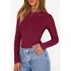image:imagePRETTYGARDEN Bodysuits for Women 2026 Spring Long Sleeve Shirts Fitted Basic Ribbed Layering Tops Fall Fashion Winter ClothesBurgundy