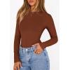 image:imagePRETTYGARDEN Bodysuits for Women 2026 Spring Long Sleeve Shirts Fitted Basic Ribbed Layering Tops Fall Fashion Winter ClothesCamel