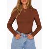 image:imagePRETTYGARDEN Bodysuits for Women 2026 Spring Long Sleeve Shirts Fitted Basic Ribbed Layering Tops Fall Fashion Winter ClothesCamel