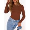 image:imagePRETTYGARDEN Bodysuits for Women 2026 Spring Long Sleeve Shirts Fitted Basic Ribbed Layering Tops Fall Fashion Winter ClothesCamel