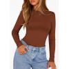 image:imagePRETTYGARDEN Bodysuits for Women 2026 Spring Long Sleeve Shirts Fitted Basic Ribbed Layering Tops Fall Fashion Winter ClothesCamel