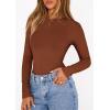image:imagePRETTYGARDEN Bodysuits for Women 2026 Spring Long Sleeve Shirts Fitted Basic Ribbed Layering Tops Fall Fashion Winter ClothesCaramel
