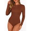 image:imagePRETTYGARDEN Bodysuits for Women 2026 Spring Long Sleeve Shirts Fitted Basic Ribbed Layering Tops Fall Fashion Winter ClothesCaramel