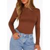 image:imagePRETTYGARDEN Bodysuits for Women 2026 Spring Long Sleeve Shirts Fitted Basic Ribbed Layering Tops Fall Fashion Winter ClothesCaramel