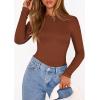 image:imagePRETTYGARDEN Bodysuits for Women 2026 Spring Long Sleeve Shirts Fitted Basic Ribbed Layering Tops Fall Fashion Winter ClothesCaramel