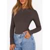 image:imagePRETTYGARDEN Bodysuits for Women 2026 Spring Long Sleeve Shirts Fitted Basic Ribbed Layering Tops Fall Fashion Winter ClothesDark Brown