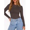 image:imagePRETTYGARDEN Bodysuits for Women 2026 Spring Long Sleeve Shirts Fitted Basic Ribbed Layering Tops Fall Fashion Winter ClothesDark Brown