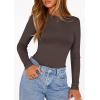 image:imagePRETTYGARDEN Bodysuits for Women 2026 Spring Long Sleeve Shirts Fitted Basic Ribbed Layering Tops Fall Fashion Winter ClothesDark Brown