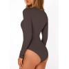 image:imagePRETTYGARDEN Bodysuits for Women 2026 Spring Long Sleeve Shirts Fitted Basic Ribbed Layering Tops Fall Fashion Winter ClothesDark Brown