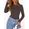 image:imagePRETTYGARDEN Bodysuits for Women 2026 Spring Long Sleeve Shirts Fitted Basic Ribbed Layering Tops Fall Fashion Winter ClothesDark Brown