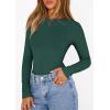 image:imagePRETTYGARDEN Bodysuits for Women 2026 Spring Long Sleeve Shirts Fitted Basic Ribbed Layering Tops Fall Fashion Winter ClothesDark Green
