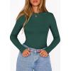 image:imagePRETTYGARDEN Bodysuits for Women 2026 Spring Long Sleeve Shirts Fitted Basic Ribbed Layering Tops Fall Fashion Winter ClothesDark Green