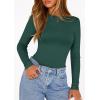 image:imagePRETTYGARDEN Bodysuits for Women 2026 Spring Long Sleeve Shirts Fitted Basic Ribbed Layering Tops Fall Fashion Winter ClothesDark Green