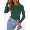 image:imagePRETTYGARDEN Bodysuits for Women 2026 Spring Long Sleeve Shirts Fitted Basic Ribbed Layering Tops Fall Fashion Winter ClothesDark Green