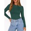 image:imagePRETTYGARDEN Bodysuits for Women 2026 Spring Long Sleeve Shirts Fitted Basic Ribbed Layering Tops Fall Fashion Winter ClothesDark Green