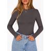 image:imagePRETTYGARDEN Bodysuits for Women 2026 Spring Long Sleeve Shirts Fitted Basic Ribbed Layering Tops Fall Fashion Winter ClothesDark Grey