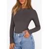 image:imagePRETTYGARDEN Bodysuits for Women 2026 Spring Long Sleeve Shirts Fitted Basic Ribbed Layering Tops Fall Fashion Winter ClothesDark Grey
