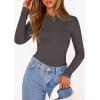 image:imagePRETTYGARDEN Bodysuits for Women 2026 Spring Long Sleeve Shirts Fitted Basic Ribbed Layering Tops Fall Fashion Winter ClothesDark Grey