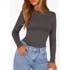 image:imagePRETTYGARDEN Bodysuits for Women 2026 Spring Long Sleeve Shirts Fitted Basic Ribbed Layering Tops Fall Fashion Winter ClothesDark Grey