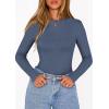 image:imagePRETTYGARDEN Bodysuits for Women 2026 Spring Long Sleeve Shirts Fitted Basic Ribbed Layering Tops Fall Fashion Winter ClothesDusty Blue