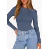 image:imagePRETTYGARDEN Bodysuits for Women 2026 Spring Long Sleeve Shirts Fitted Basic Ribbed Layering Tops Fall Fashion Winter ClothesDusty Blue