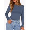 image:imagePRETTYGARDEN Bodysuits for Women 2026 Spring Long Sleeve Shirts Fitted Basic Ribbed Layering Tops Fall Fashion Winter ClothesDusty Blue