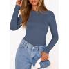 image:imagePRETTYGARDEN Bodysuits for Women 2026 Spring Long Sleeve Shirts Fitted Basic Ribbed Layering Tops Fall Fashion Winter ClothesDusty Blue