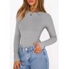 image:imagePRETTYGARDEN Bodysuits for Women 2026 Spring Long Sleeve Shirts Fitted Basic Ribbed Layering Tops Fall Fashion Winter ClothesGrey