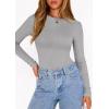 image:imagePRETTYGARDEN Bodysuits for Women 2026 Spring Long Sleeve Shirts Fitted Basic Ribbed Layering Tops Fall Fashion Winter ClothesGrey