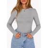 image:imagePRETTYGARDEN Bodysuits for Women 2026 Spring Long Sleeve Shirts Fitted Basic Ribbed Layering Tops Fall Fashion Winter ClothesGrey