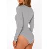image:imagePRETTYGARDEN Bodysuits for Women 2026 Spring Long Sleeve Shirts Fitted Basic Ribbed Layering Tops Fall Fashion Winter ClothesGrey