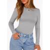 image:imagePRETTYGARDEN Bodysuits for Women 2026 Spring Long Sleeve Shirts Fitted Basic Ribbed Layering Tops Fall Fashion Winter ClothesGrey