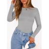 image:imagePRETTYGARDEN Bodysuits for Women 2026 Spring Long Sleeve Shirts Fitted Basic Ribbed Layering Tops Fall Fashion Winter ClothesGrey