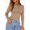 image:imagePRETTYGARDEN Bodysuits for Women 2026 Spring Long Sleeve Shirts Fitted Basic Ribbed Layering Tops Fall Fashion Winter ClothesKhaki